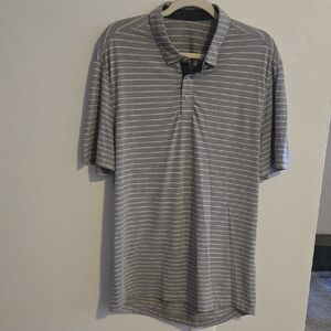 Lululemon‎ Gray Striped Men's Polo Shirt Size Large